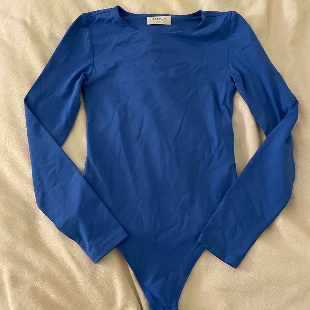 Aritzia Babaton Contour Crew Long sleeve Bodysuit in Royal Blue
